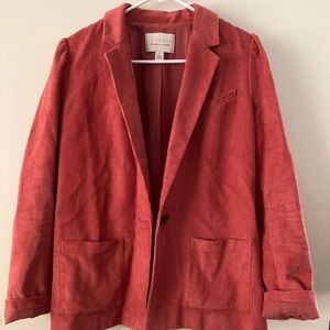 Salmon pink corduroy blazer
